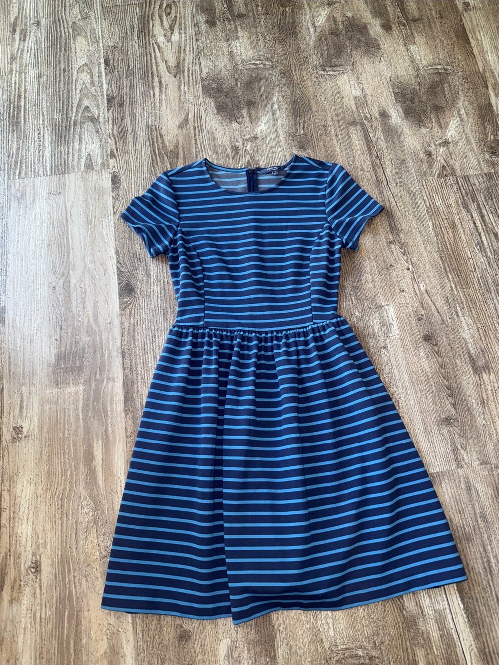 Peter Som Navy & Sky Blue Striped Midi Dress